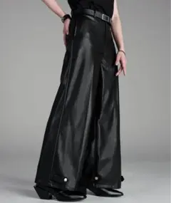 【ADRER】エクストラクオリティワイドフレアパンツ S レザーパンツ メンズ
