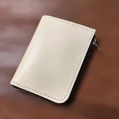 超特価☆スムースレザー(ナチュラル)☆ハンドメイド☆コンパクトウォレット