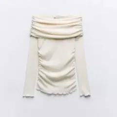 ZARA ギャザーセミシアーコットントップス