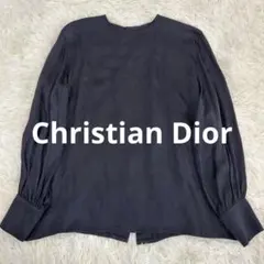 【Christian Dior】 CD シルク100% バックボタン ブラウス