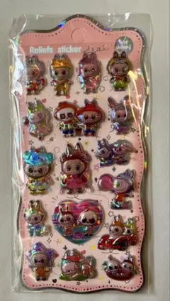 【残りわずか】立体シール　ぷくぷくシールボンボンドロップ　ラブブ　オーロラシール