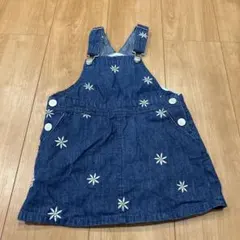 デニム花柄刺繍ジャンバースカート Sサイズ