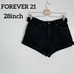 FOREVER 21 ショートパンツ 28インチ ブラック ダメージジーンズ