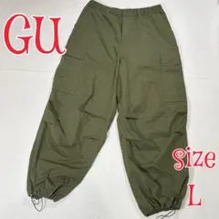 GU スーパーワイドカーゴパンツ サイズL オリーブグリーン