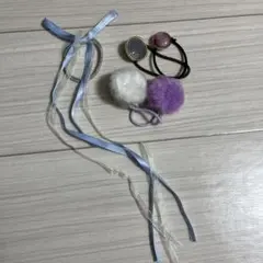 ヘアゴム ポンポン リボン