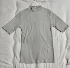 しまむら CLOSSHI フリルネック リブ 半袖【L】ベージュ【美品】