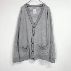 ネイビー【M】長袖Vネックカーディガン 羽織り コットン100%