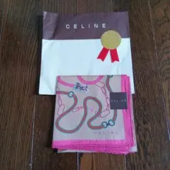 CELINE シルクハンカチ チェーンパターン