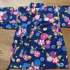 花柄ネイビー甚平 100cm ショートパンツ付き