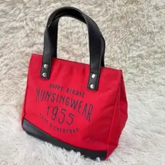 MUNSINGWEAR トートバッグ カートバッグ 赤 レザーハンドル 中古のサムネイル