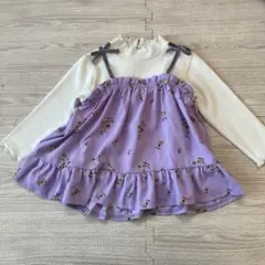 《最終価格》プティマイン　花柄紫チュニック　90