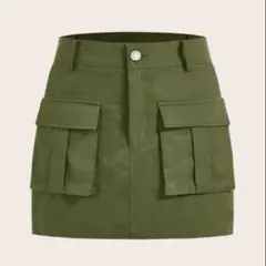 カーキーフラップポケットカーゴミニスカート