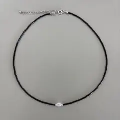 ハンドメイド シンプル ブラック ビーズチョーカー ネックレス