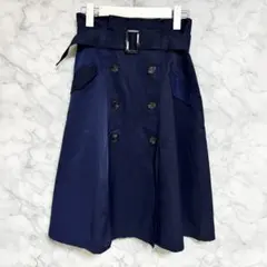 ファビュラスアンジェラ★ダブルボタン フレアスカート　ネイビー　フリーサイズ