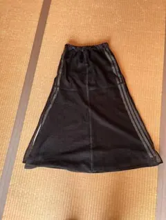 adidas メッシュロングスカート ブラック