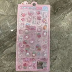 PUFFYSTICKER ボンボンドロップシール　ウサギ　ピンク