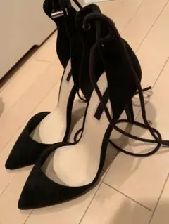 レースアップパンプス 黒のサムネイル