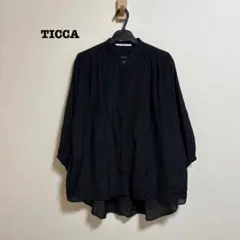 訳あり TICCA シアーパフスリーブブラウス ブラックのサムネイル