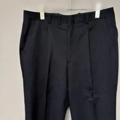 メンズスラックス(L相当 A7)ネイビー　ストライプ　センタープレス