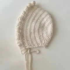 オールシーズン　ハンドメイド　ベビーボンネット　新生児　コットン　綿　写真撮影