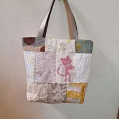 手作りミニトートバック(ミナペルホネン、クロッチ君)