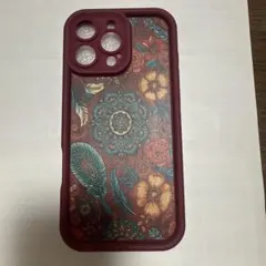 iPhone 16 Pro Max シリコン携帯ケース ボルドー 花柄　美品