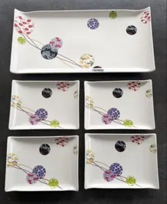 手まり柄　角皿5枚セット