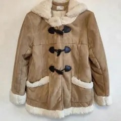 レディース　 ムートンダッフルコート フード付き　ベージュ　M