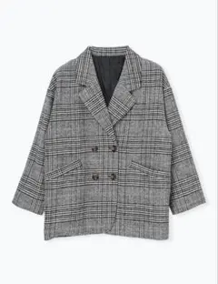 グレー チェック柄 テーラードジャケット Mサイズ