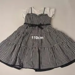 110cm チェック柄 半袖ワンピース メゾピアノ　キッズ