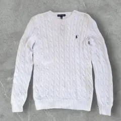 美品✨　Polo Ralph Lauren ホワイト　ケーブル編みセーター　M