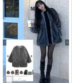 GRL ミックスファーコート　kd103