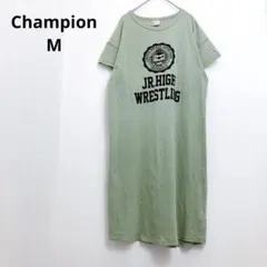 チャンピオン Tシャツワンピース グリーン カレッジロゴ ランタグ復刻 M