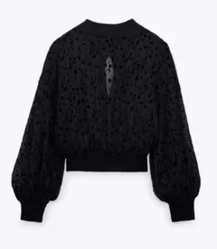 ZARA ブラック シースルーバルーンスリーブ シャツ