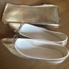 GREEN LABEL RELAXING ゴールドバレエシューズ　レインシューズ