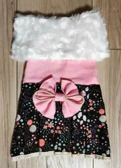 犬服 袴 着物 晴れ着 正月 小型犬 ファーショール付 ピンク ハンドメイド