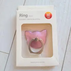 スマホ　リング　猫型　ピンク