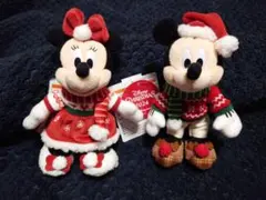 ミッキー ミニー ぬいぐるみバッジ クリスマス 2024