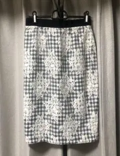 美品　デイシー　ラメ　ギンガムチェック　レース　スカート