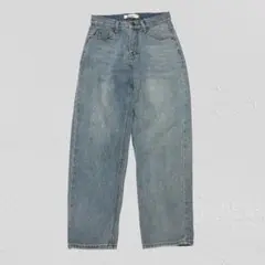 almo♡ハイウエストデニムパンツ　ワイドパンツ　ライトブルー　M