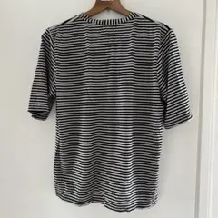 ストライプ柄五分袖Tシャツ　L