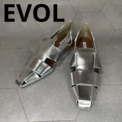 ☆美品☆EVOL イーボル　シルバー オープントゥ パンプス 24cm