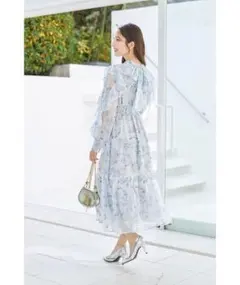 tocco closet ラッフルスリーブシアーフラワーラメプリントワンピース