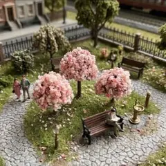 桜の木　5本　Nゲージ　木　ツリー　お花見　ジオラマ　ミニチュア
