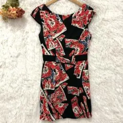 フレンチコネクション 半袖 花柄ワンピース【S】総柄 派手 ドレス パーティー
