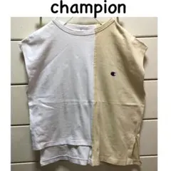 チャンピオン　配色　切り替え　ノースリーブ　Tシャツ　M 白　黄