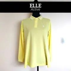 【タグ付き】UVカット ELLE 長袖ポロシャツ ポロチュニック イエロー Mのサムネイル