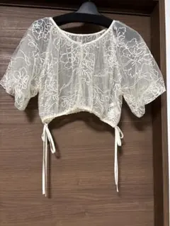 archives 花柄刺繍 シアー 半袖カーディガン Mのサムネイル