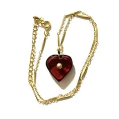 Baccarat/バカラ　ハート　ペンダントトップ　　K18(18金)　レッド