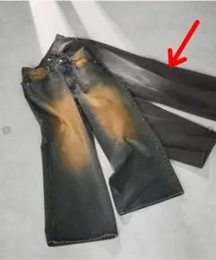 EMMA CLOTHES ヴィンテージ加工セミワイドフレアデニムパンツ ブラック